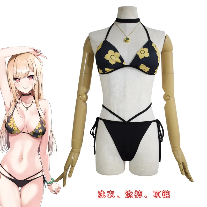

Anime My Dress-Up Darling Marin Kitagawa Cosplay Costume Necklace Swimwear Bikini Outfits Halloween Carnival Suit
