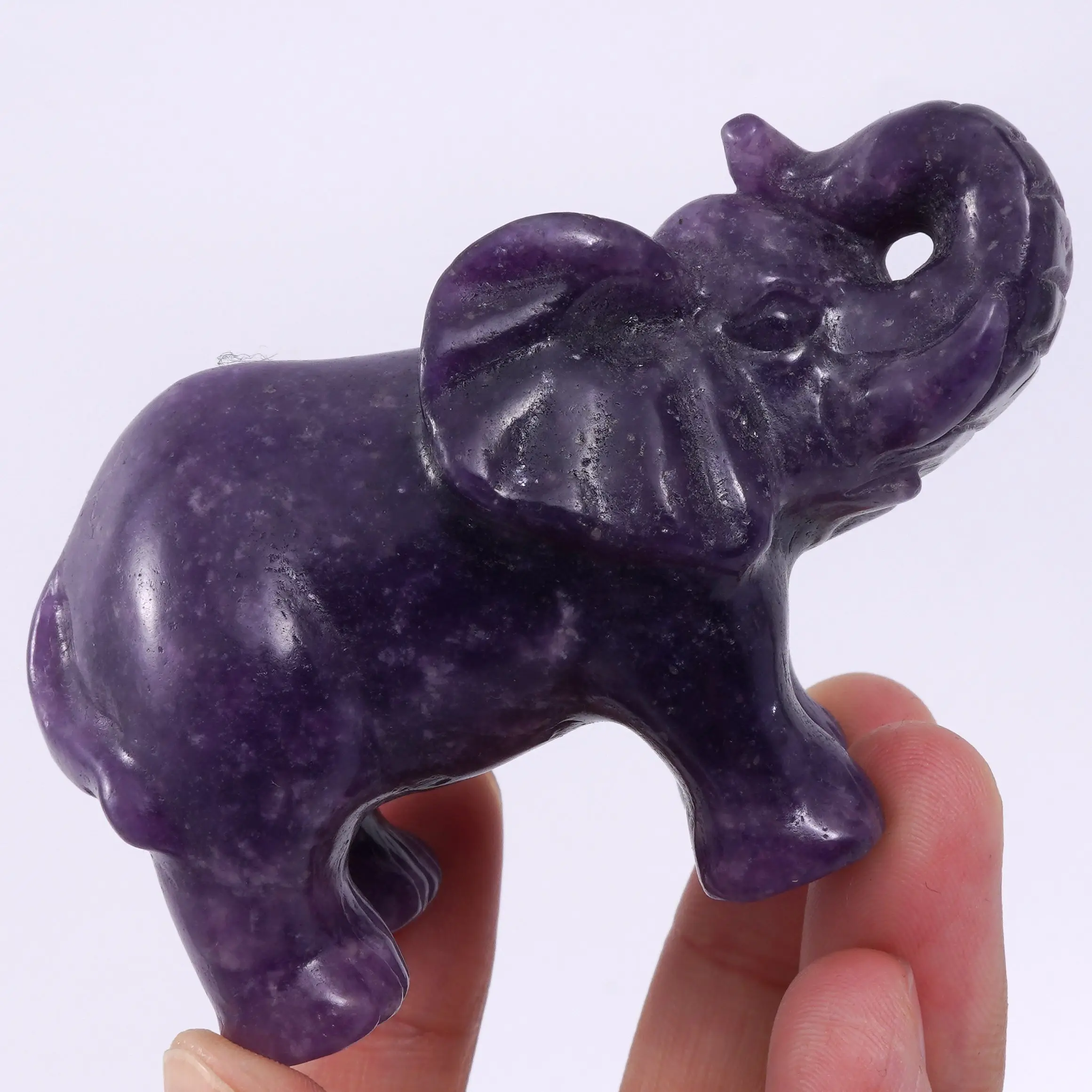 

Лепидолит слон резьба фиолетовый камень материал Минифигурка кристалл декор квартц Исцеление 1 шт.