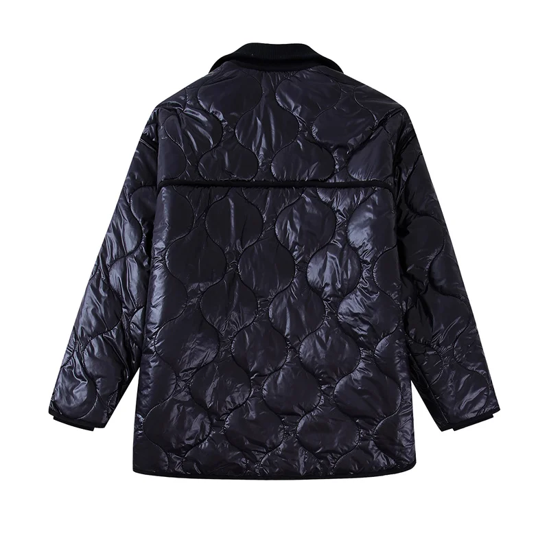 KEYANKETIAN Women's Bright Black Cotton Jacket New High Street quilted embellished cotton jacket for autumn/Winter