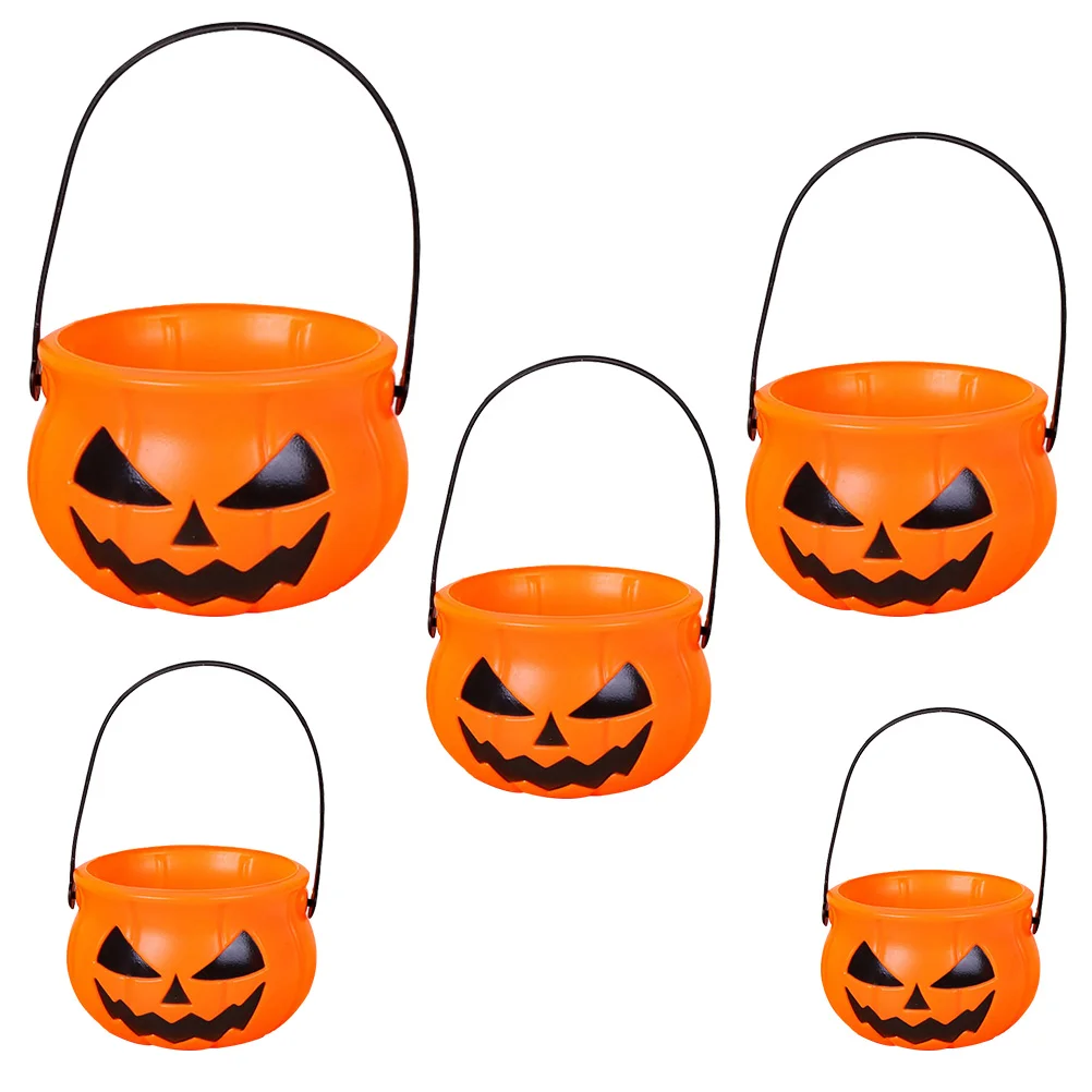 

Bucket Pumpkin Candy Jack Lanternholder Goodie Pail Kids Bags Treating Or Trick Snacks Container Vintage Orange Treat Basket