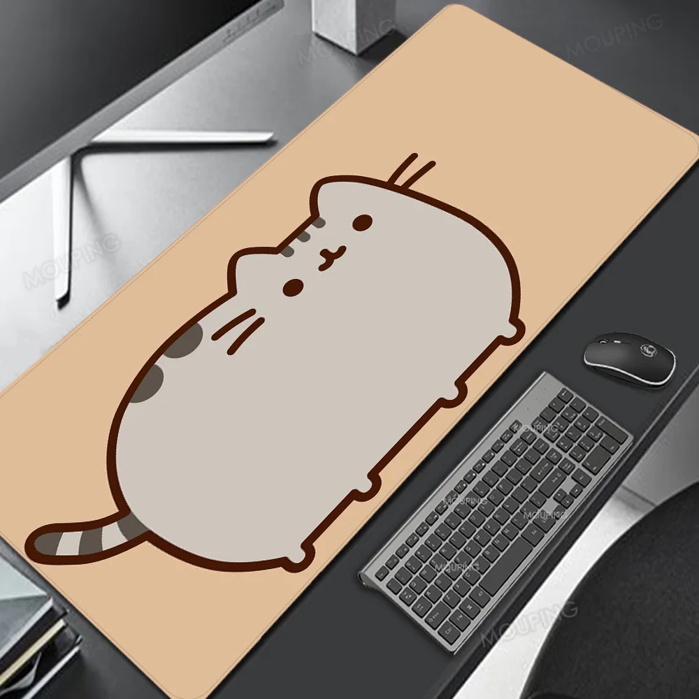 

Push Cat Mousepad Minimalist Organization Aesthetic Pad with Its Print Kawaii Desk Pad Anime Computer Case Pink 600X300 XXL PC