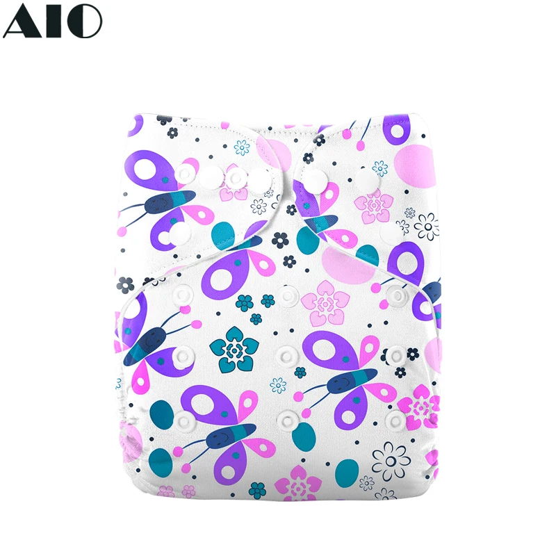 

[AIO] Colorful Butterfly Print Stay-dry Baby Nappy Eco Cloth Diaper Waterproof Prevent Leakage Infant Training Pants Adjustable