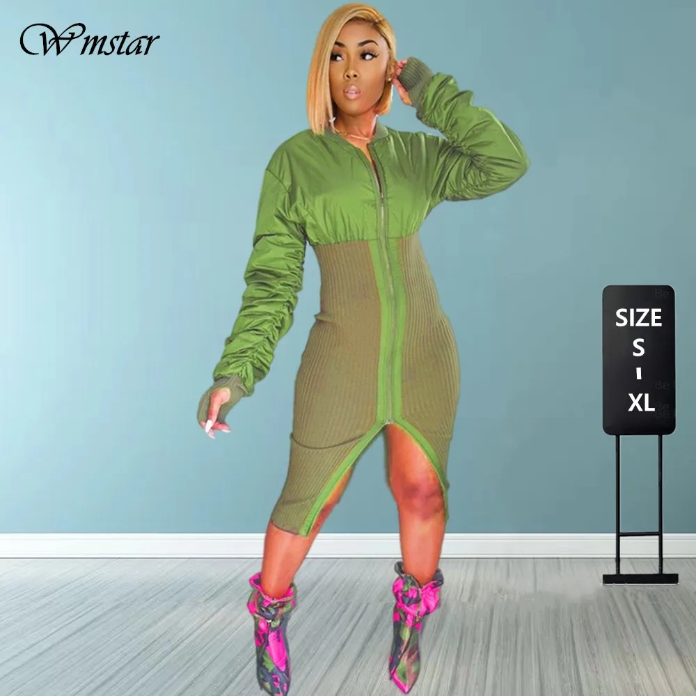 

Платья Wmstar, женская одежда, Повседневное платье макси на молнии с нескользящим подолом, облегающее Клубное весеннее осеннее платье, Оптовая...