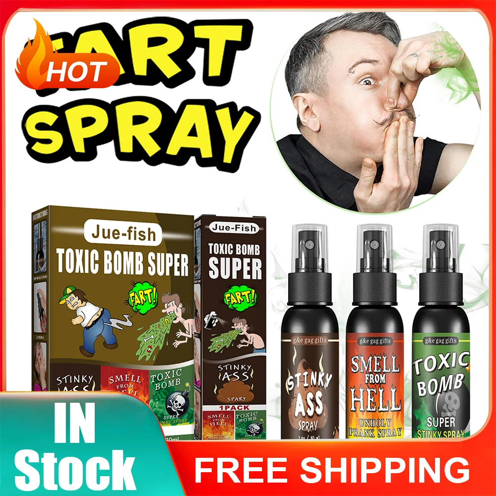 

3pcs 30ml Novelty Liquid Fart Gag Prank Joke Spray Can Stink Bomb Smelly Stinky Gas Fun Tricky Prank Toy Adjust The Atmosphere