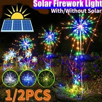 12pcs firework lights solar power outdoor dandelion fireworks lamp flash string lights for garden decorate lawn landscape light