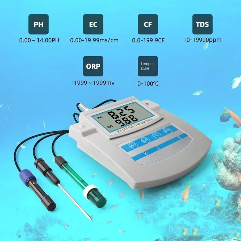 PHS-26C 6-в-1 монитор качества воды PH ORP TDS EC CF тестер температуры сидя для бассейнов