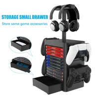multifunctional vertical stand storage rack headset games storage disc rack compatible for ps5ps4xbox series xxbox one