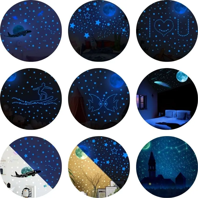 

28 Models Moon Baby Sleeping Luminous Wall Sticker Baby Kids Room Bedroom Decoration Decals Glow In The Dark Home Decor Stickers