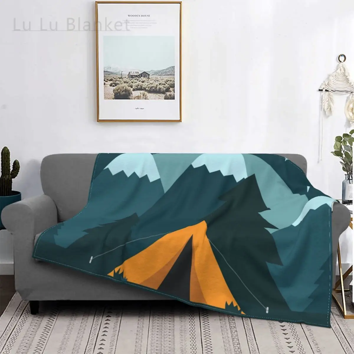 

Camping Blankets Flannel All Season Mountain Landscape Backpacking Portable Soft Throw Blanket for Bedding Travel Bedding Throws