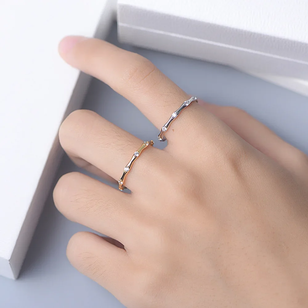 Женское кольцо из серебра 100% пробы с бамбуком