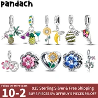 silver color heart shaped chrysanthemum charms beads fit original pandach bracelet women plata de ley pendant beads diy jewelry