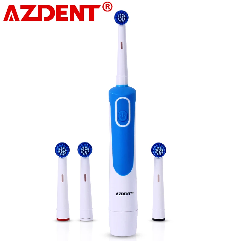 

Электрическая зубная щетка AZDENT AZ-2 P, вращающаяся, с 4 сменными насадками, на сухих батарейках, гигиена полости рта