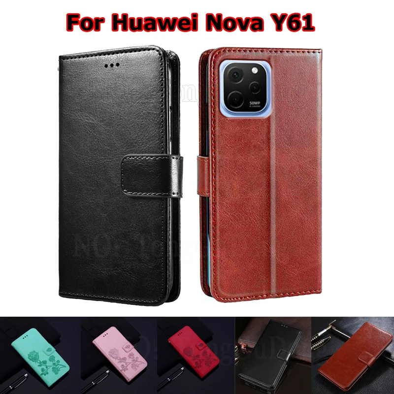 

Funda Para Huawei nova Y61 EVE-LX9 EVE-LX9N EVE-LX3 Case Leather Wallet Phone Capa Cover for Carcasa Huawei Enjoy 50z Mujer Etui