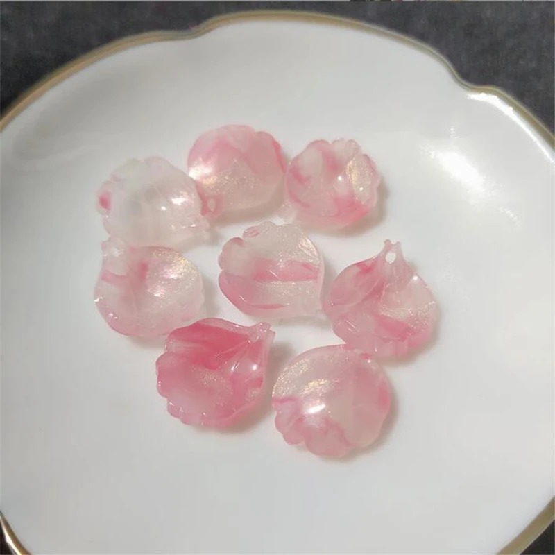 10Pcs/lot New Creative Acetic Acid Flower Beads Petals Charm Connectors Diy Hairpin Jewelry Making Resin Acessories Material