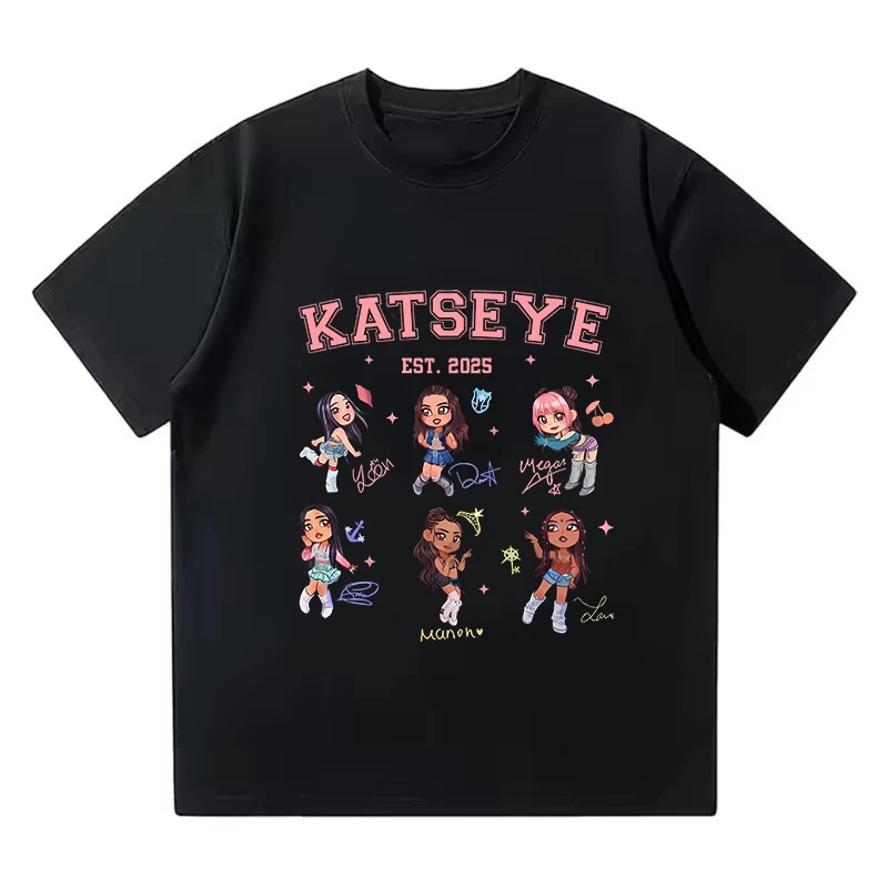 Фото Футболка унисекс 2025 Hot Katseye с забавным принтом, повседневная, с графическим рисунком, в корейском стиле, готическая, Y2K, одежда №4