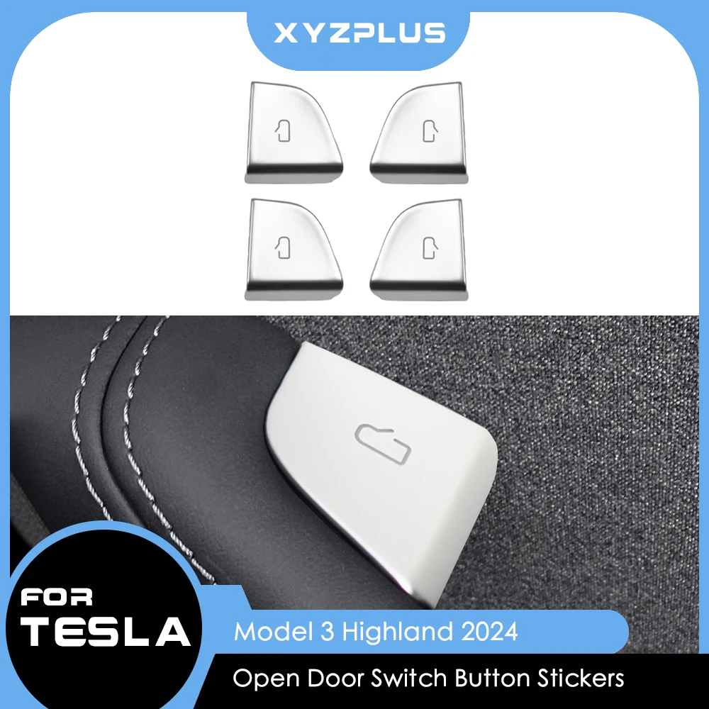 4 шт. декоративная наклейка на дверную кнопку для Tesla Model 3 Highland 2024 ABS наклейки