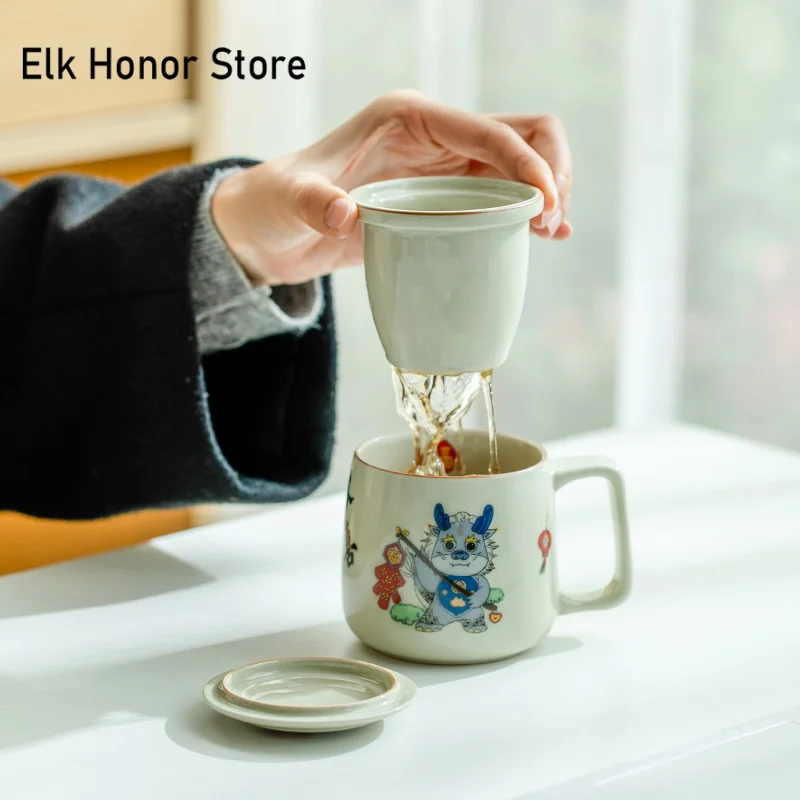 225 мл медовая глазурованная керамическая ручка для разделения воды чашка 2024