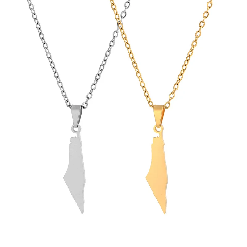 Ожерелье без рисунка из нержавеющей стали с подвеской в виде карты для женщин и