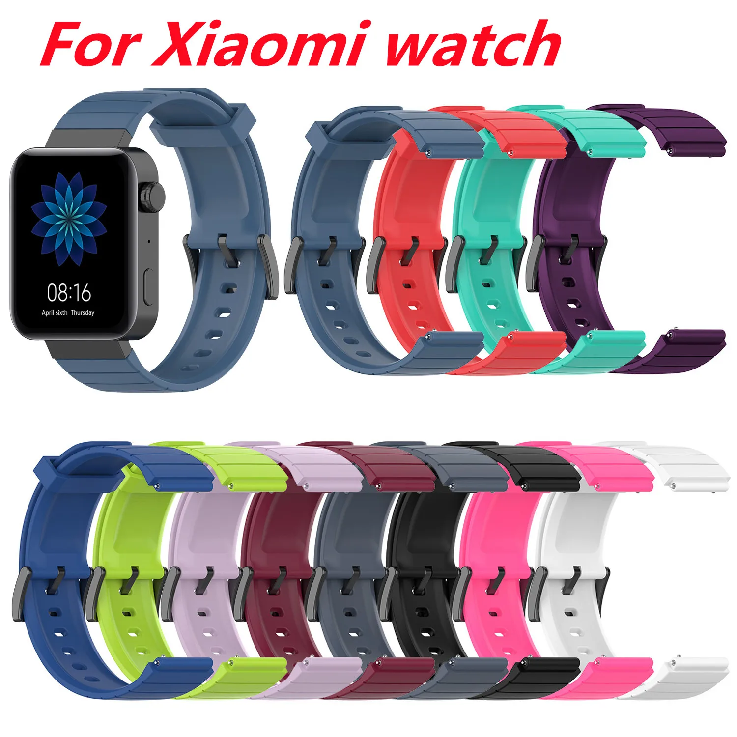 

Silicone watchband 18mm straps For Xiaomi Mi Watch Wristband Bracelet band for Xiaomi watch new sport Adjustable strap Correa