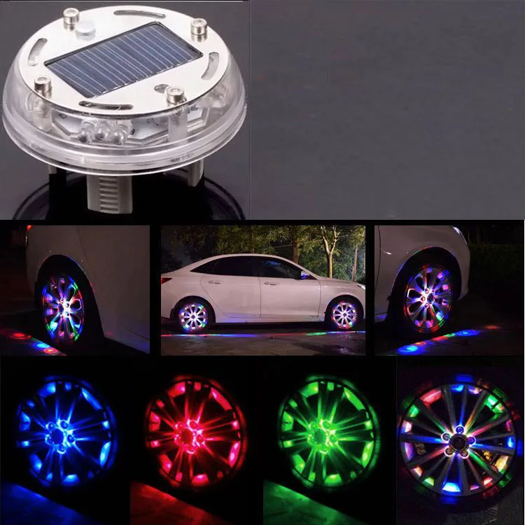 

1Pcs Car Solar Wheel Hub Lights LED Lamp Waterproof Solar Colorful Tire Light Automobile Intelligent Modified Hot Wheels Lights