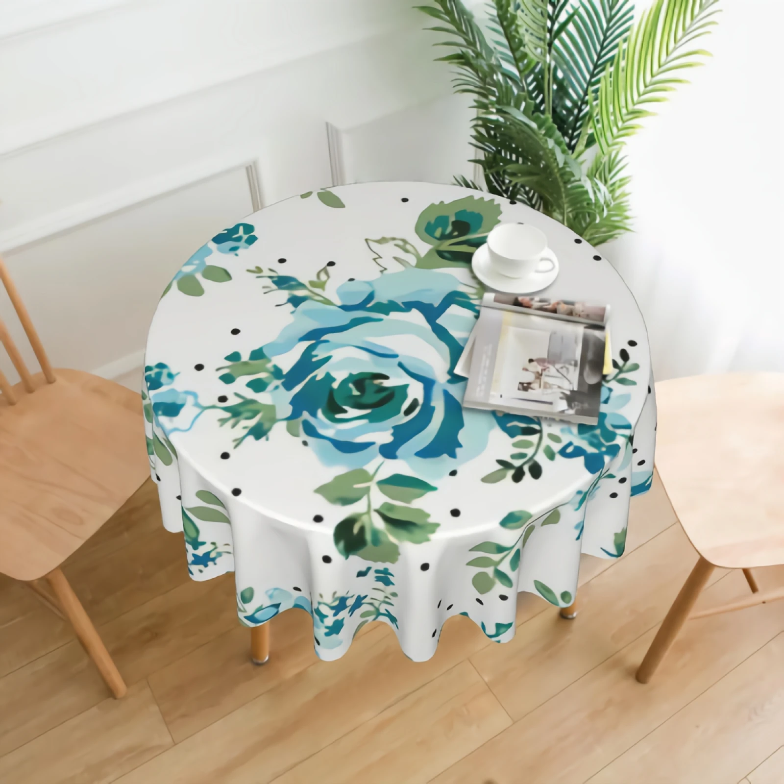

Watercolor Roses Floral Round Tablecloths Circular Table Cover Cloths for Holiday Kitchen Party Picnic Dining Decor 60 inch