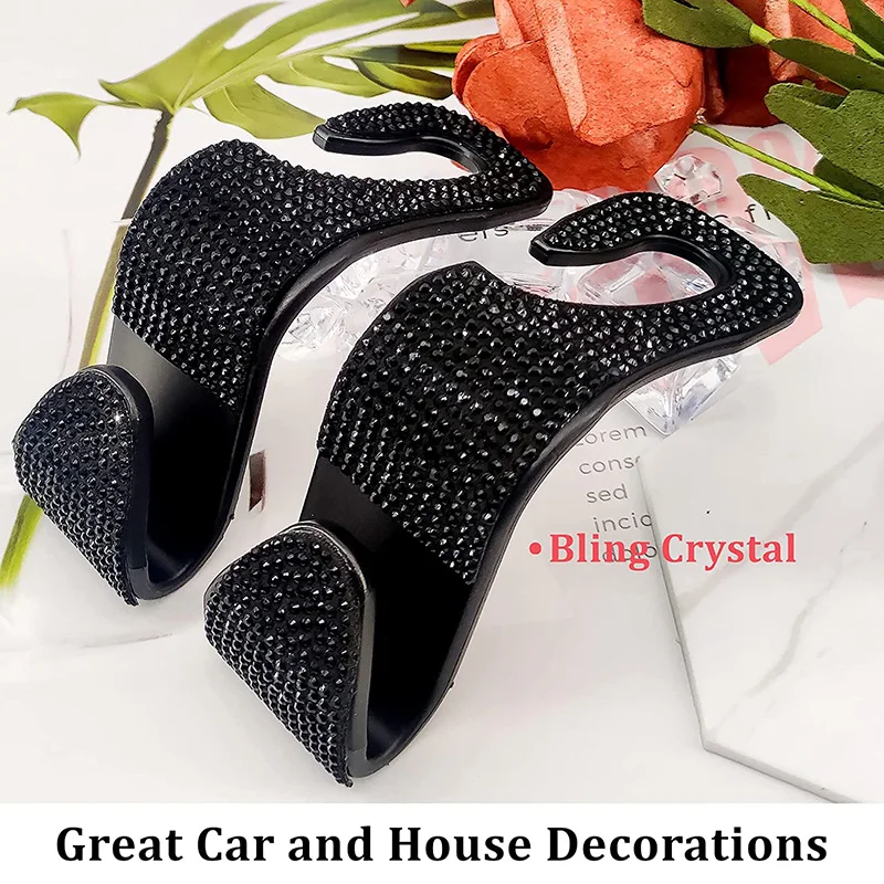 

Universal Car Hooks Dermasy Bling Rhinestones Crystal Hooks Car Decorations Auto Seat Back Organizers Backseat Hanger Storage