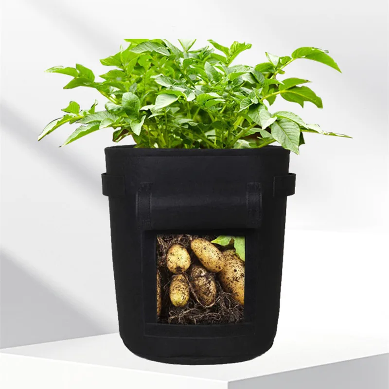 

2Pcs Nonwoven Fabric Felt Plant Growing Bags 4/7/10 Gallon Garden Potato Pot Greenhouse Vegetable Moisturizing Vertical Tool