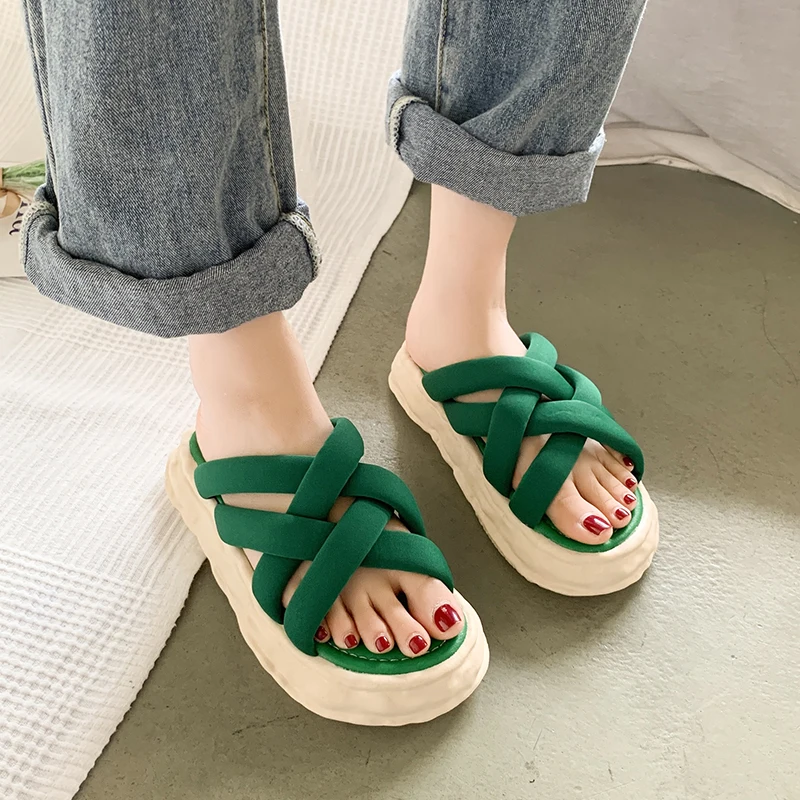 

Шлепанцы для дома, пляжная обувь на платформе, роскошные сланцы средней высоты, женские дизайнерские шлепанцы Sabot 2022, модная обувь на плоско...