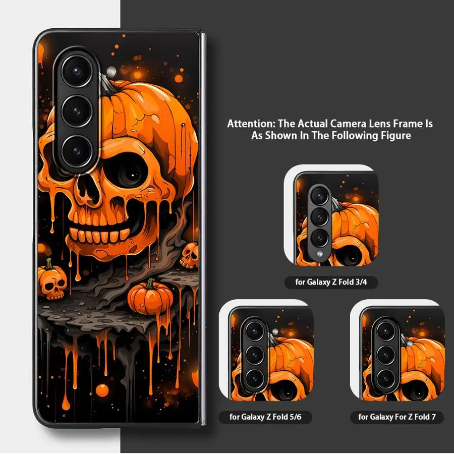 Чехол для телефона с рисунком тыквы и черепа на Хэллоуин для Samsung Galaxy Z Fold 8 Ultra, Z Fold 7, 6, 3, ZFold7, ZFold5, Z Fold8Ultra, ZFold6, ZFold4 (art.: 3920dd0050b2a) - 3920dd0050b2a
