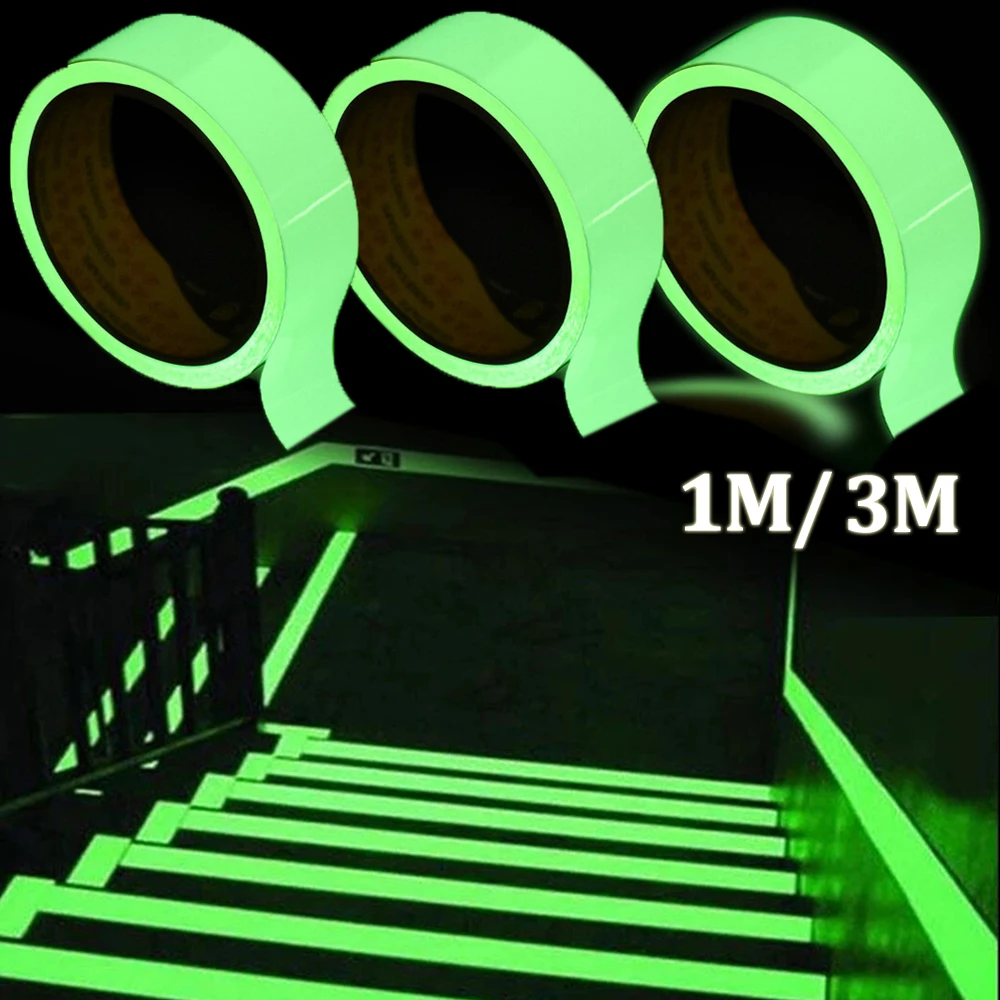 

300cmx10mm Luminous Self-adhesive Tape Glow In The Dark Tape Fluorescent Warning Stickers for Night Stage Safety Party Supplies