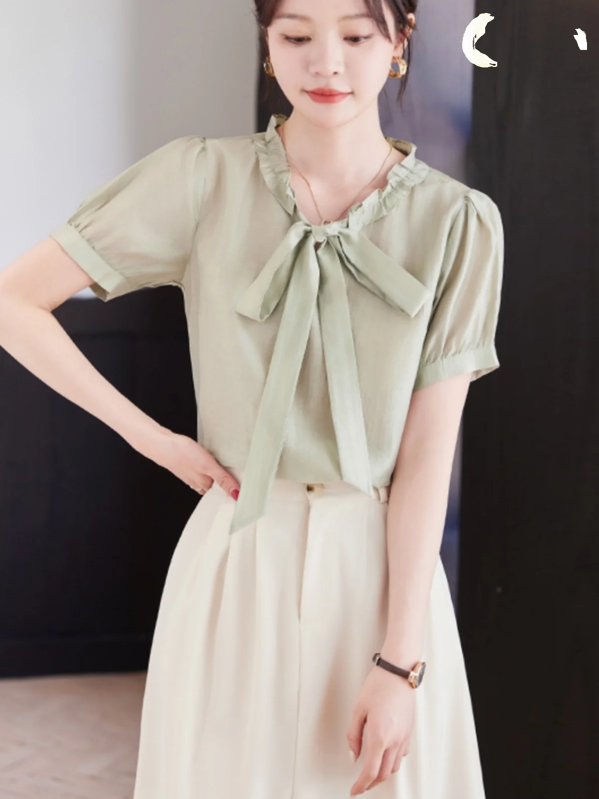 Рубашка с деревянными ушками во французском стиле женская летняя новая рубашка