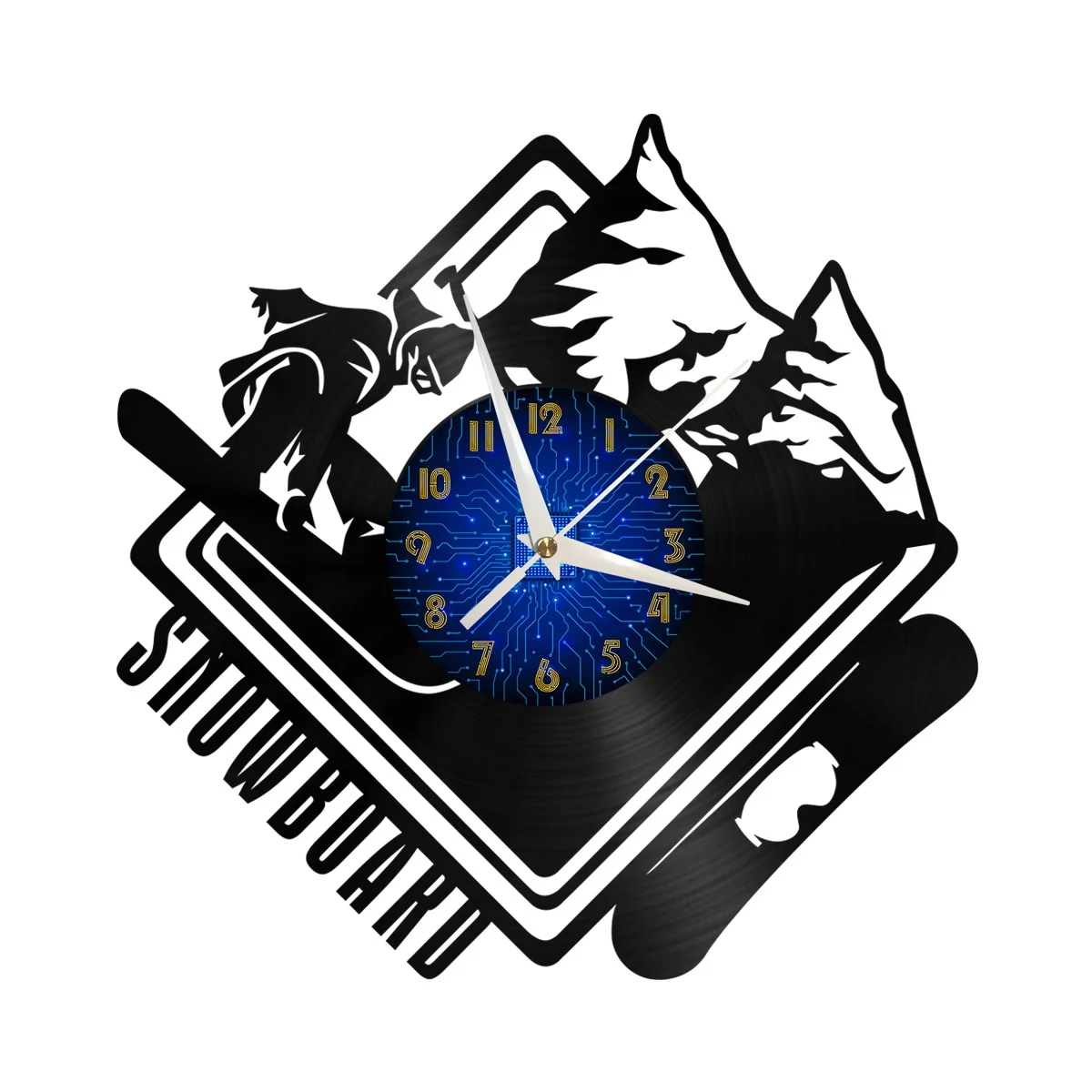 

Snowboard Vinyl Wall Clock, Vinyl Record Clock Wall Art Silent & Non-ticking