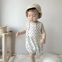 2022 summer new baby sleeveless bodysuit cute dot print infant girl jumpsuit loose casual toddler cotton onesie princess clothes