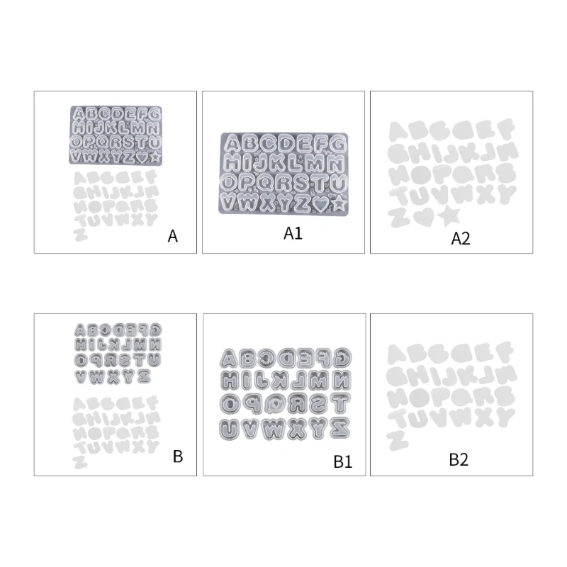 

R3MC Shiny Glossy Silicone Resin Molds Quicksand Silicone Mold DIY Letter Keychain