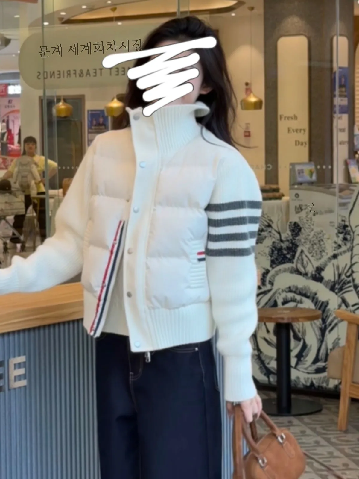 Модное вязаное лоскутное утепленное пальто с хлопковой подкладкой верхняя