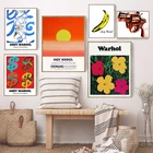 Винтажные выставочные плакаты с изображением Энди вархола цветов дневного заката, сгоревшая оранжевая стена, картины на холсте, Декор
