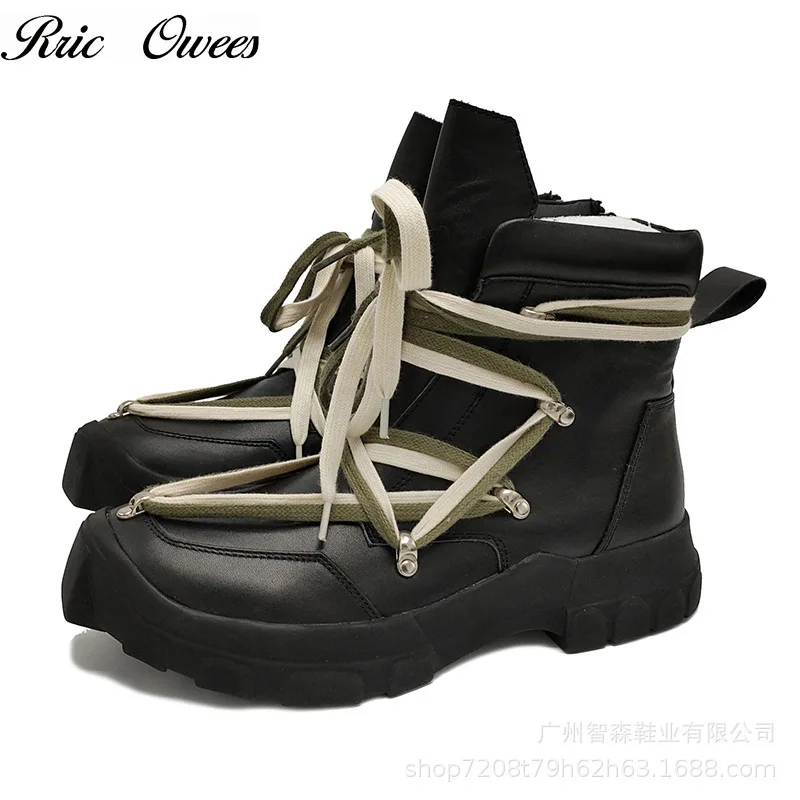 

Rric Owees New Pentagram Tide Shoes Men's Shoes High-top Boots Leather Martin Boots Transparent Tendon Bottom Luxury Shoes Ro 7