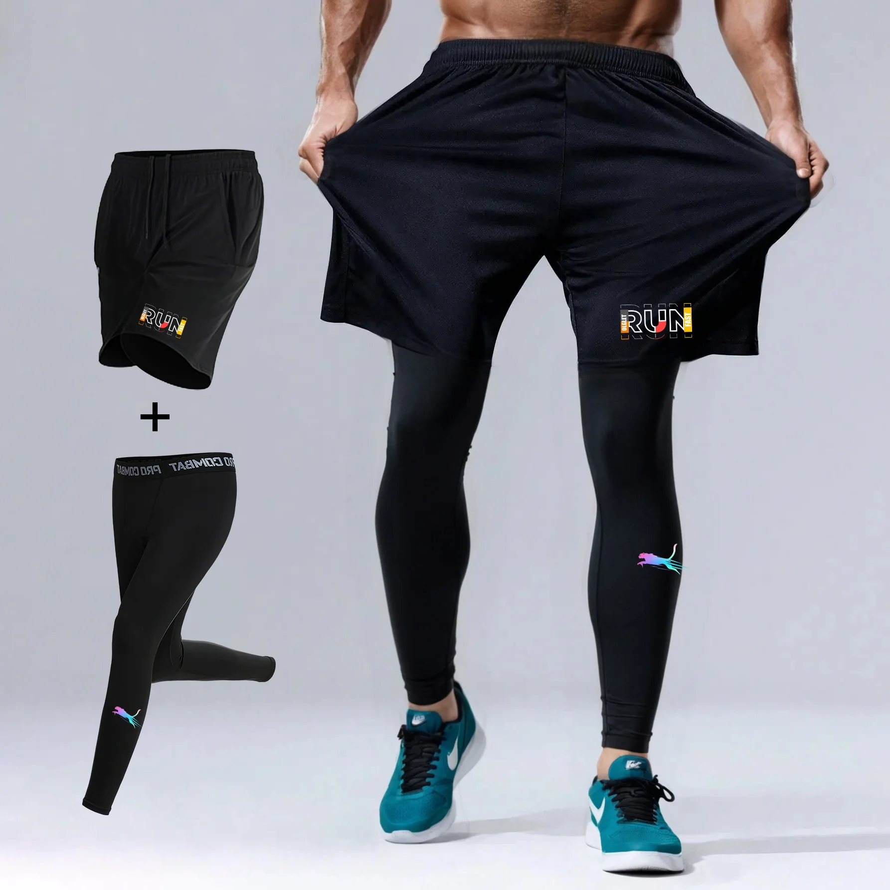 Jogger Men Running Conpression Pants Quick Dry Gym Training Leggings Basketball Athletic