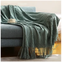luxury knitted blankets throw fringes warm soft weighted blanket for bed fleece plaid knitted throw blanket for farmhouse