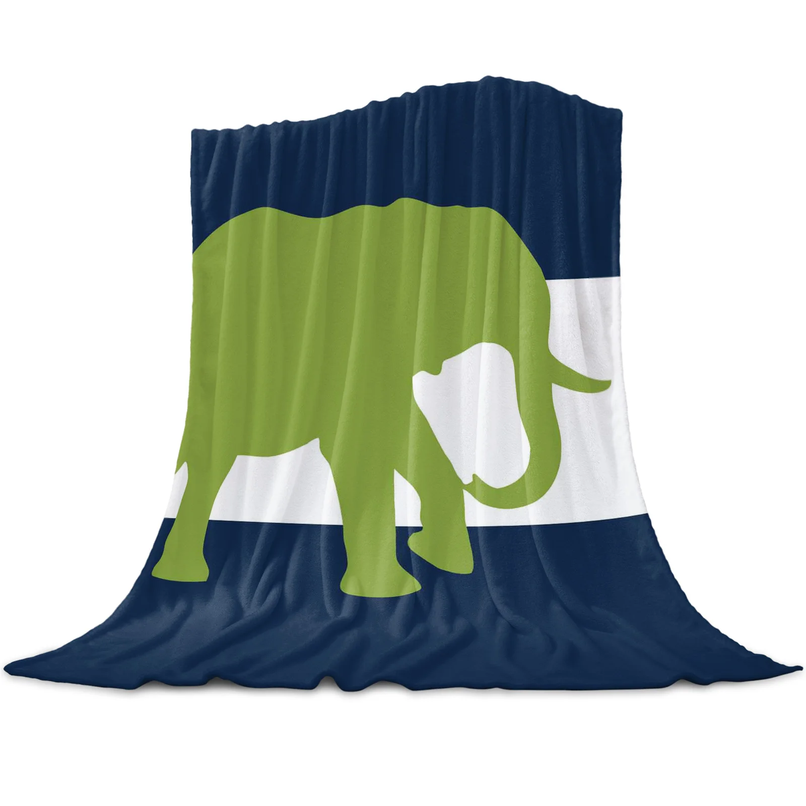 

Elephant Silhouette Stripes Throw Blanket Flannel Blanket for Beds Bedroom Hotel Decor Soft Blanket Modern Printed Blankets