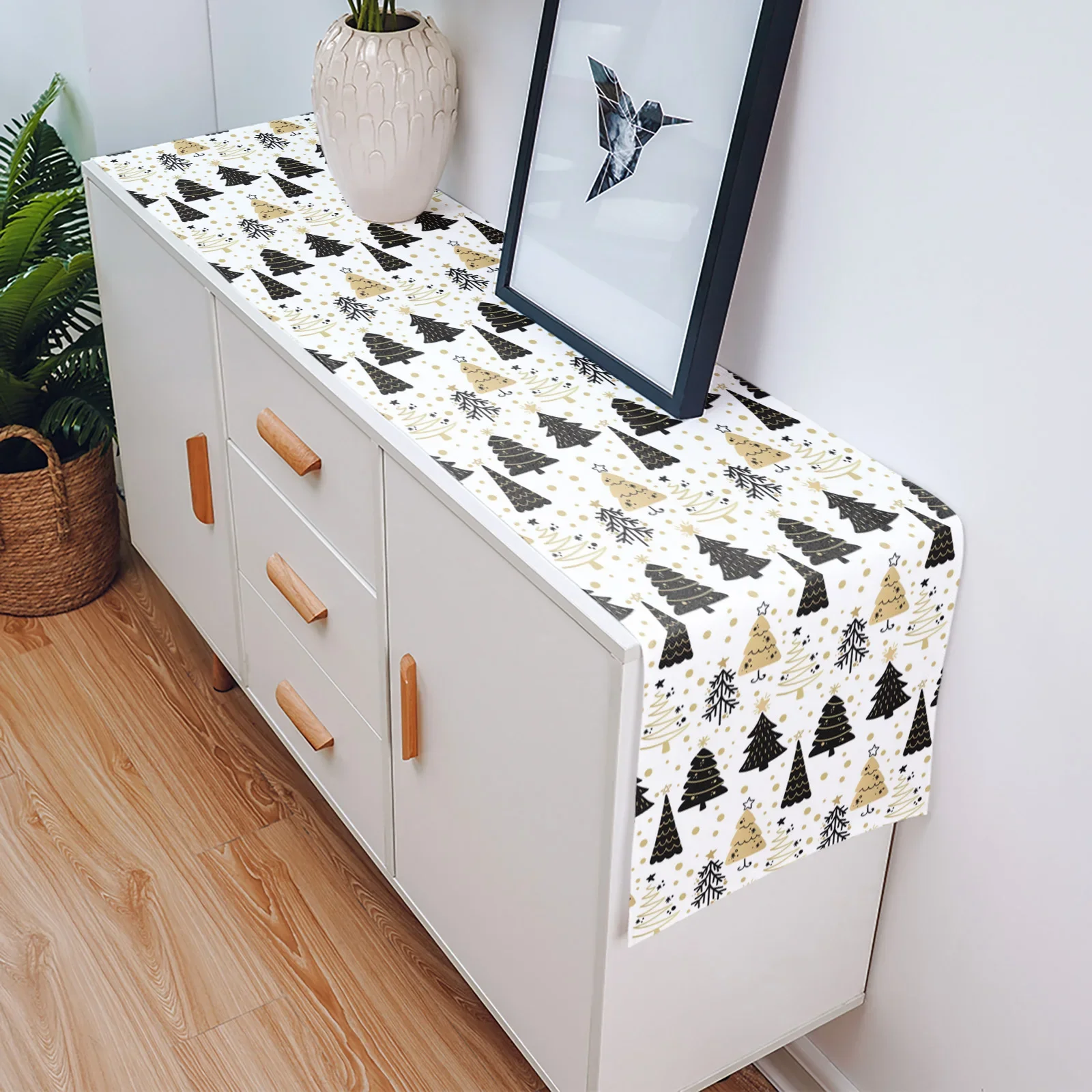 Черная и Золотая настольная дорожка на рождественскую елку для свадебной