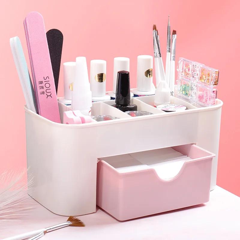 

Nail Art Plastic Organizer Container Gel Polish Remover Cleaning Cotton Pad Swab Box Storage Case Accessories Tool Clean Desktop