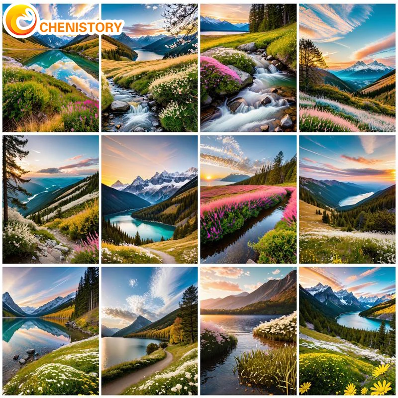 

CHENISTORY 60x75cm Paint By Numbers Handpainted Canvas Painting Scenery DIY Coloring By Numbers For Home Wall Art Decor