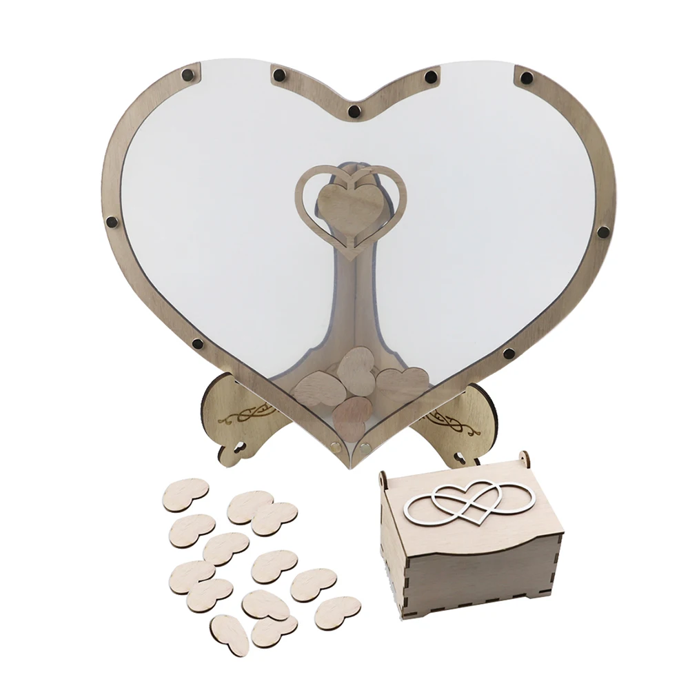 

Прозрачная Свадебная Гостевая книга в форме сердца, рустикальная коробка в форме сердца, Свадебная коробка в форме капли, 3D Гостевая книга д...