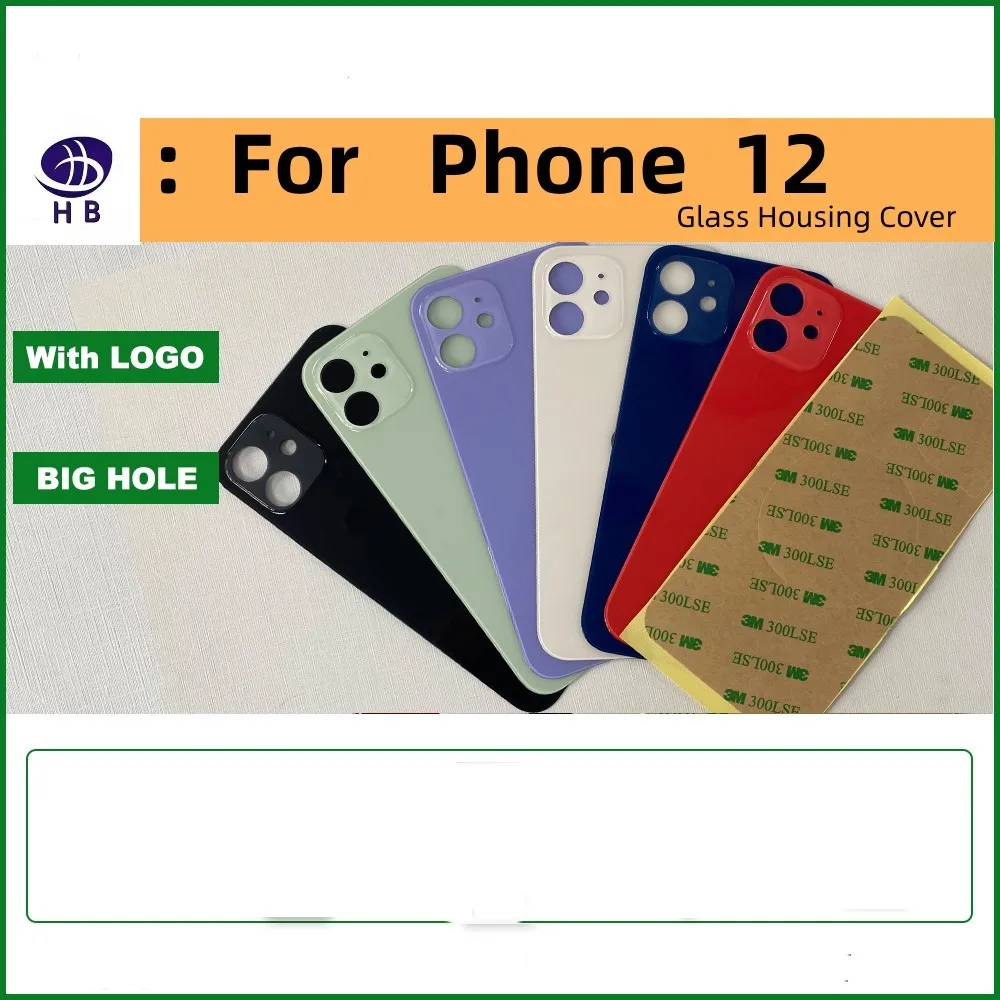

For iPhone 12 12mini Back Cover Glass Back Door Case Frame Back Case Glass Battery Cover 3M Glue Replacement CE Mark12Back glass