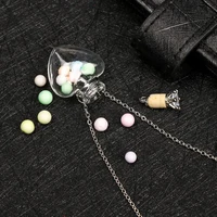 water drop heart make wishes steel chain memorial jewelry perfume jewellery essential oil pendant glaze vial necklace