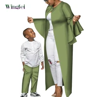 african clothing parent child outfit mother and child suits bazin riche flare sleeve long women coat and boy pant wyq578