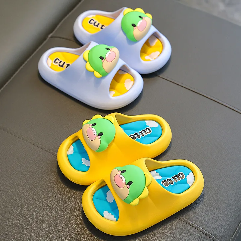 

Children Slippers 3D Cartoon Dinosaur Fashion Open-toe Breatheable 2023 New Soft Simple Flats Kids Girls and Boys Beach Shoes
