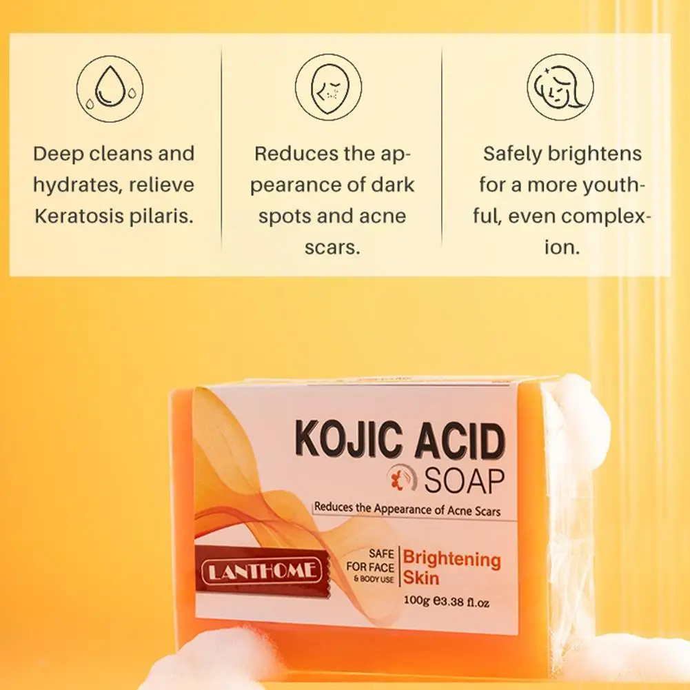 

100g New Whitening Soap Skin Bleaching Kojic Acid Glycerin Handmade Soap Reduce Acne Scar Mesh Paper Soap Savon Pour Peau N T7T9