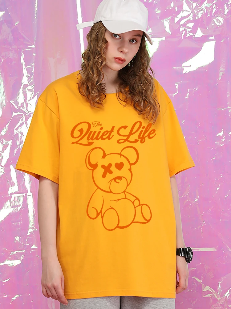 Футболка женская хлопковая оверсайз дышащая удобная рубашка с рисунком Мишки